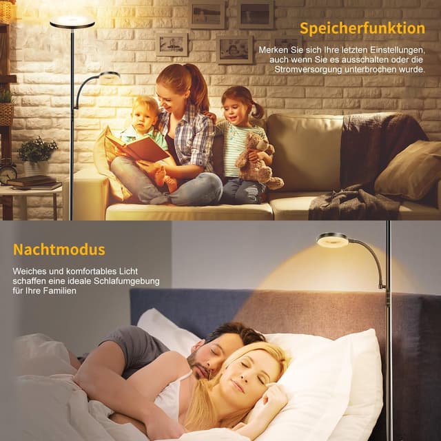 Thumbnail 6 de Yikuneng Lampada da terra LED 42W per salotto e lettura, dimmerabile con telecomando e controllo touch