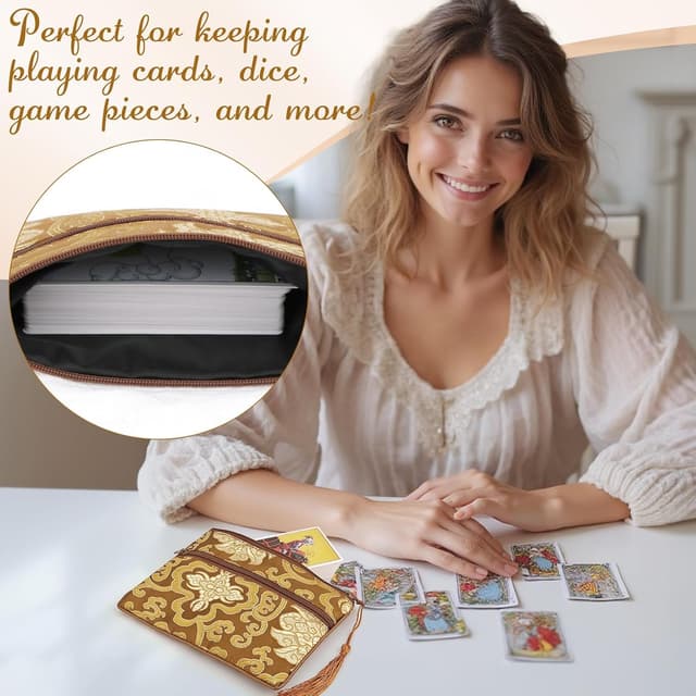 Thumbnail 6 de kilofly Chinese Silk Brocade jewellery pouch bag set of 2 with two zip compartments