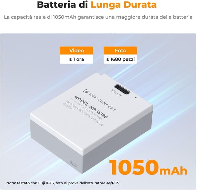 Thumbnail 1 de K&F CONCEPT NP-W126 1050 mAh Batteria per fotocamera