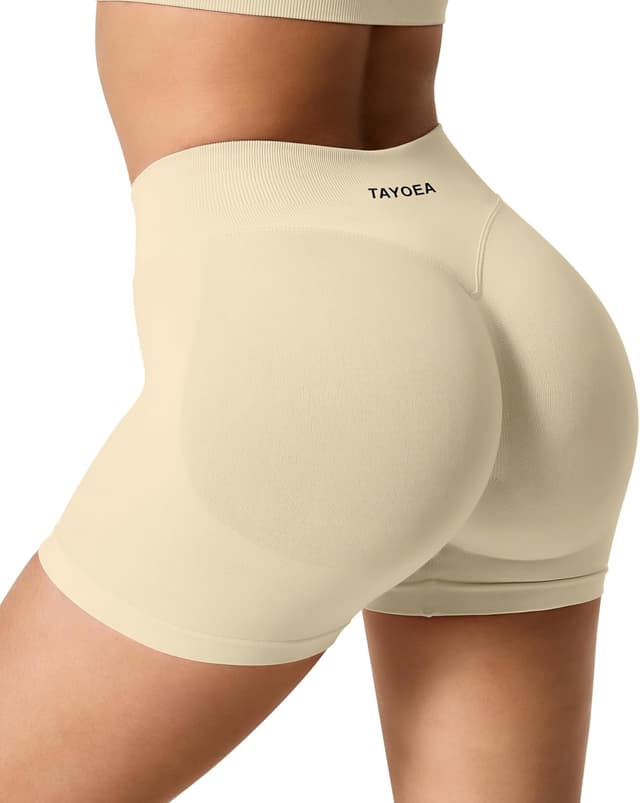 Detalle de TAYOEA Sport Shorts Damen Scrunch – kurze nahtlose Gym-Shorts fürs Butt Lifting