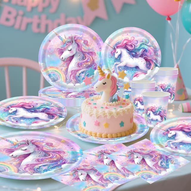 Thumbnail 4 de CANCJ Einhorn Partygeschirr Set 50-teilig