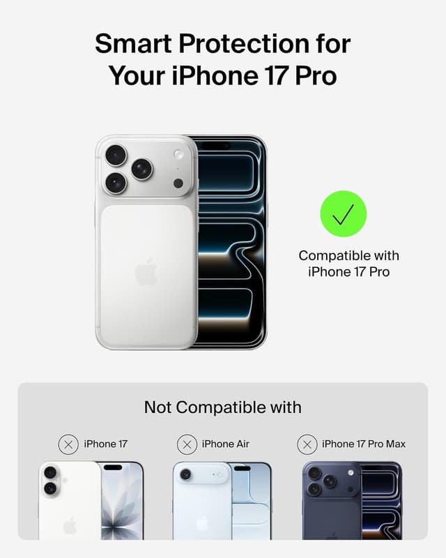 Detalle de Belkin SheerForce Protect MagSafe-Compatible iPhone 17 Pro Case (Slim, Transparent, Shockproof) – Black