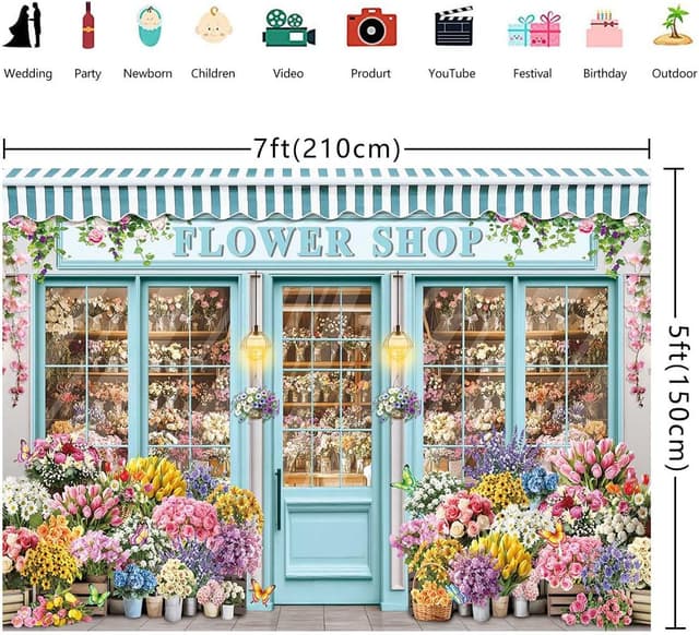 Detalle 1 de Flower Shop Hintergrund 208,3 x 149,9 cm