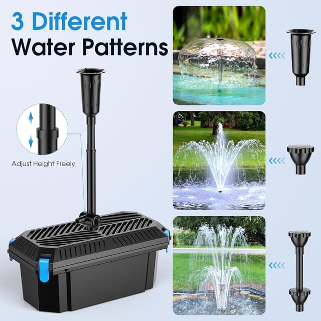 Thumbnail 6 de POPOSOAP Pond Filter with Pump Fountain Kit (2500 L/H, 40W) for Outdoor Ponds