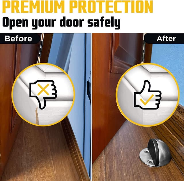 Detalle de Stainless steel floor door stoppers, 2 pack