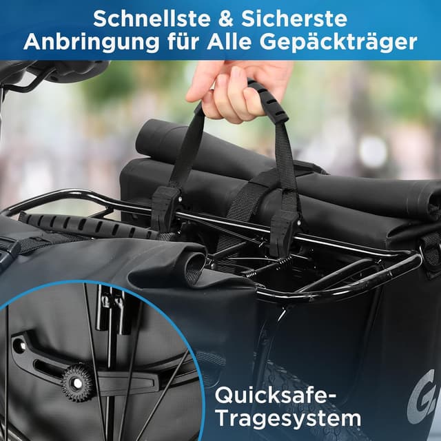 Detalle 2 de GUOOTU 2er Set Fahrradtasche Gepäckträger 24L Schwarz