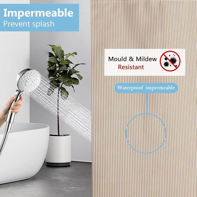 Thumbnail 6 de DUFU rideau de douche à séchage rapide imperméable en polyester 180 x 200 cm (avec 12 crochets)