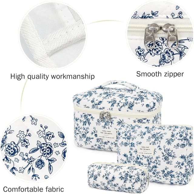 Detalle de beifon Kosmetiktasche 3er Set Blumenmuster