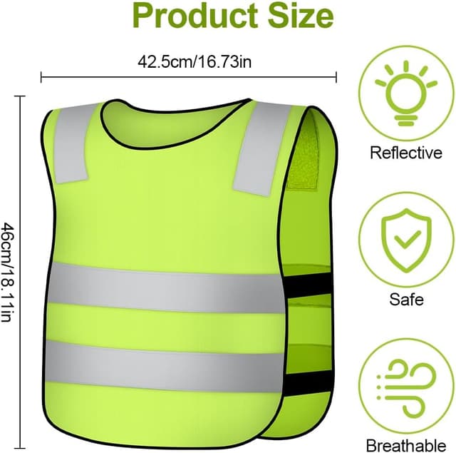 Detalle de AYBUY 2 gilet di sicurezza rifrangenti per bambini (2 pezzi) con bande ad alta visibilità