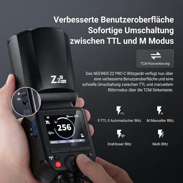 Detalle 2 de NEEWER Z2PRO-C TTL Speedlite für Canon 1/8000s