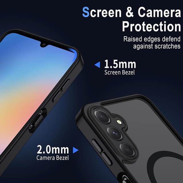 Detalle 2 de XTCASE Coque magnétique MagSafe pour Samsung Galaxy A25 5G – dos mat translucide, TPU antichoc et PC anti-rayures (noir)