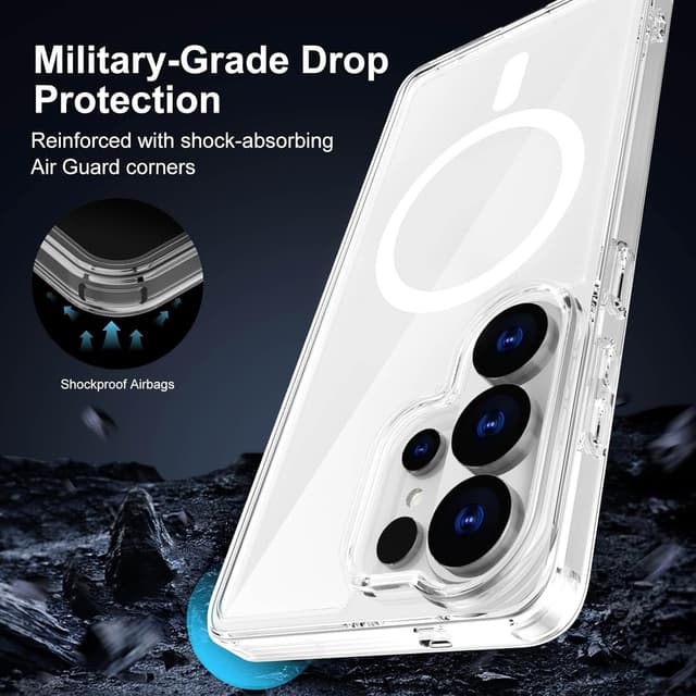 Detalle 2 de XTCASE Coque MagSafe pour Samsung Galaxy S26 Ultra 5G transparente anti-jaunissement, magnétique compatible recharge sans fil