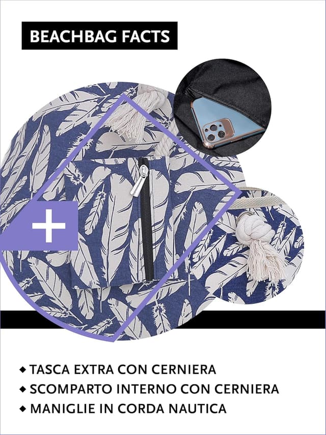 Thumbnail 2 de DonDon Borsa da spiaggia grande 58x38x18 cm