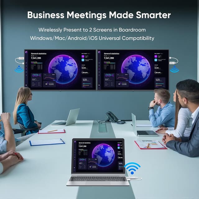 Detalle 1 de Steetek Wireless HDMI Transmitter Set mit 1 Sender und 2 Empfängern – drahtloses HDMI für PC/Laptop/Kamera