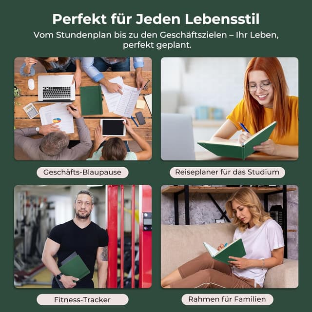 Thumbnail 6 de IN-LUXPRO Kalender 2026/2027 Wochenplaner (18 Monate) A4 Quergrün mit Notizseiten