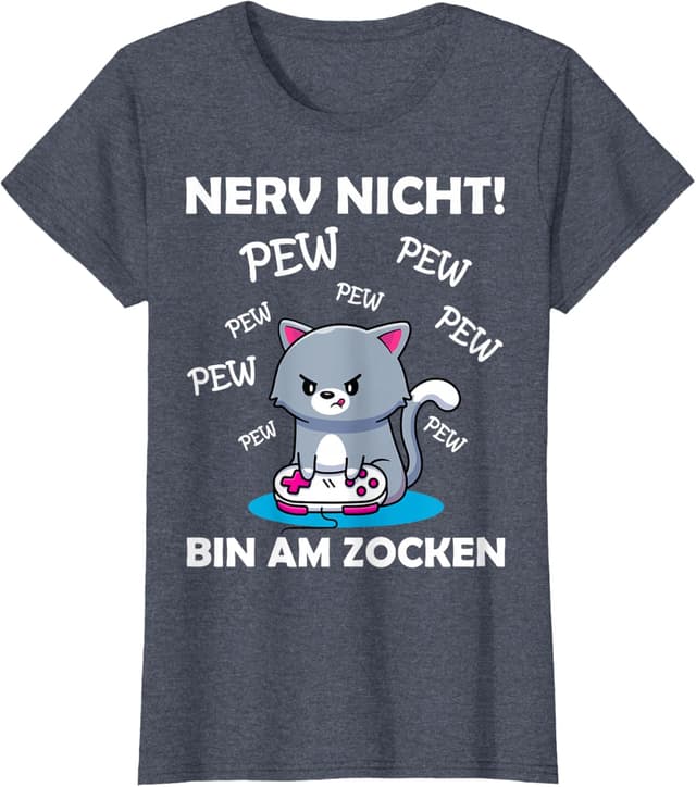 Detalle 1 de Gaming Katze T-Shirt als Gamer Spruch