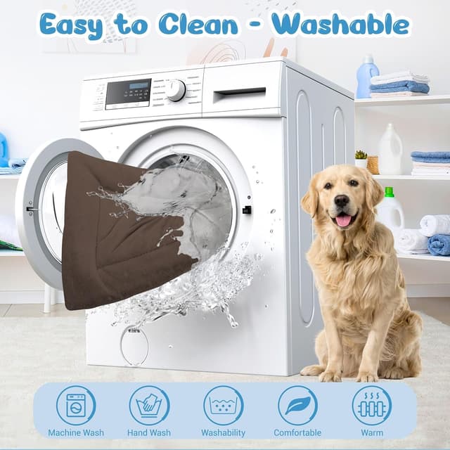 Detalle 1 de BaoDan Cuccia Cane Interno Taglia Grande 106x71 cm con base antiscivolo, cuscino morbido lavabile (marrone)