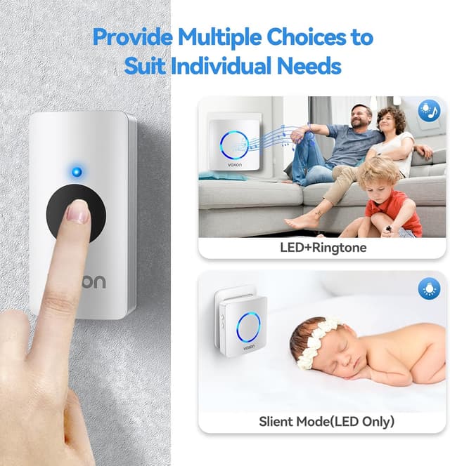 Thumbnail 4 de VOXON Wireless Doorbell 400m with 2 Receivers