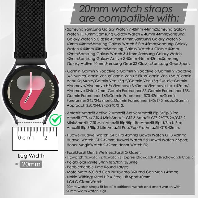 Detalle 2 de WNIPH 20mm watch straps for Garmin