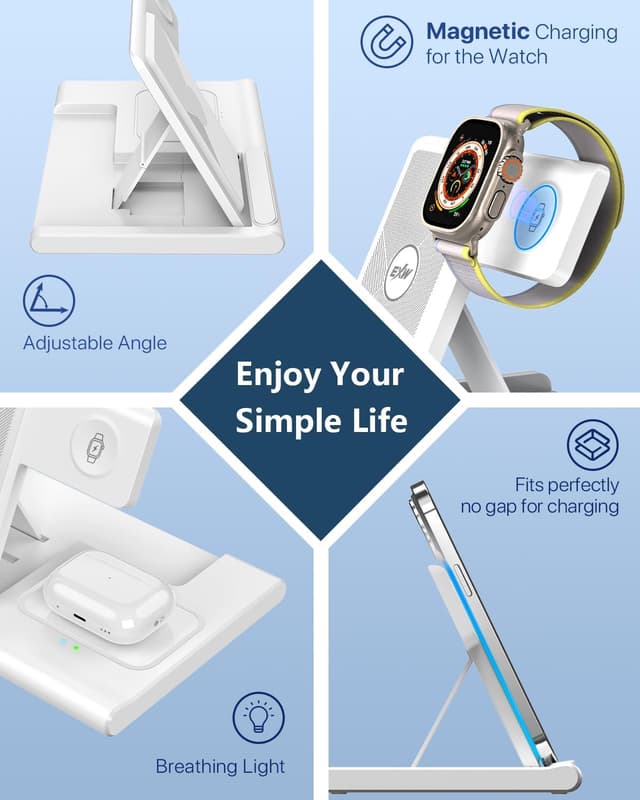 Thumbnail 4 de Foldable 3‑in‑1 Wireless Charger Stand 10W