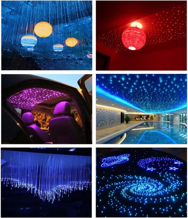 Detalle de DEWEL Sternenhimmel-Glasfaserlicht für die Decke (16 W, RGBW, Fernbedienung)