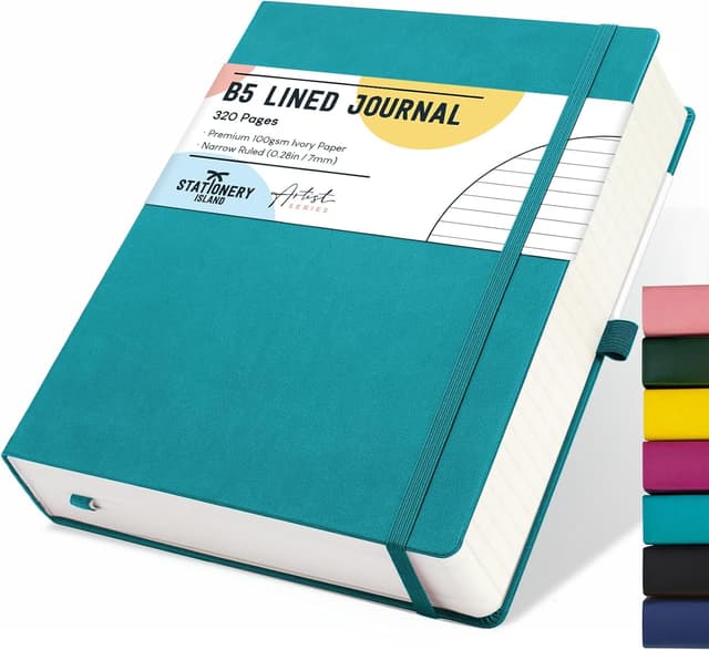 Detalle de Stationery Island Quaderno B5 a righe con copertina rigida da 320 pagine (verde)