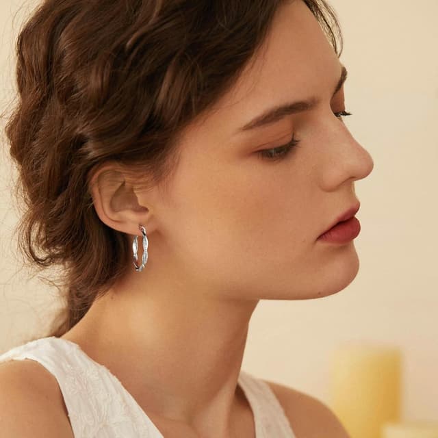 Detalle de Ohrringe Silber 925 Creolen Damen Gedrehte Zirkonia Creolen