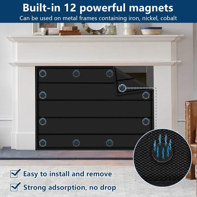 Thumbnail 2 de Magnetic Fireplace Blanket for Heat Loss 12 magnet ⌁
