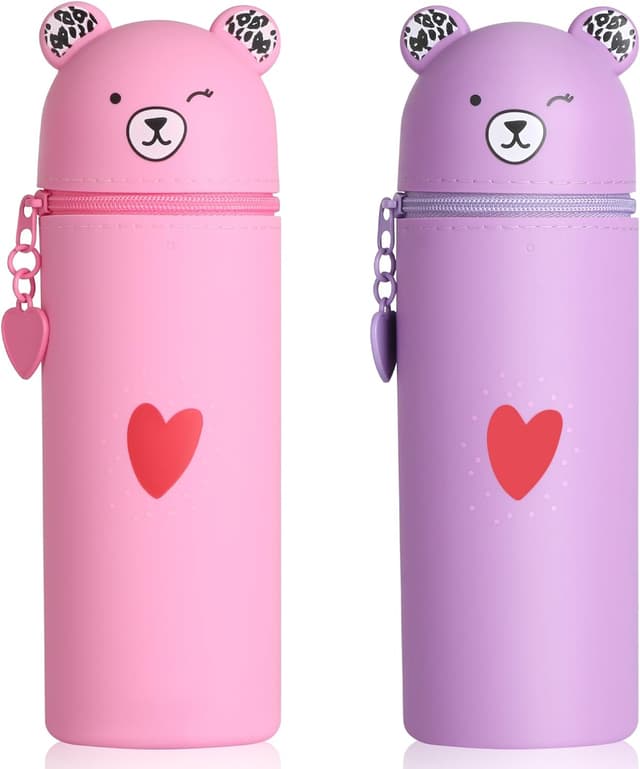 Detalle de AILUYA 2-teiliges Silikon-Federmäppchen (Bär, 2-in-1) – 19,5 x 5,5 cm