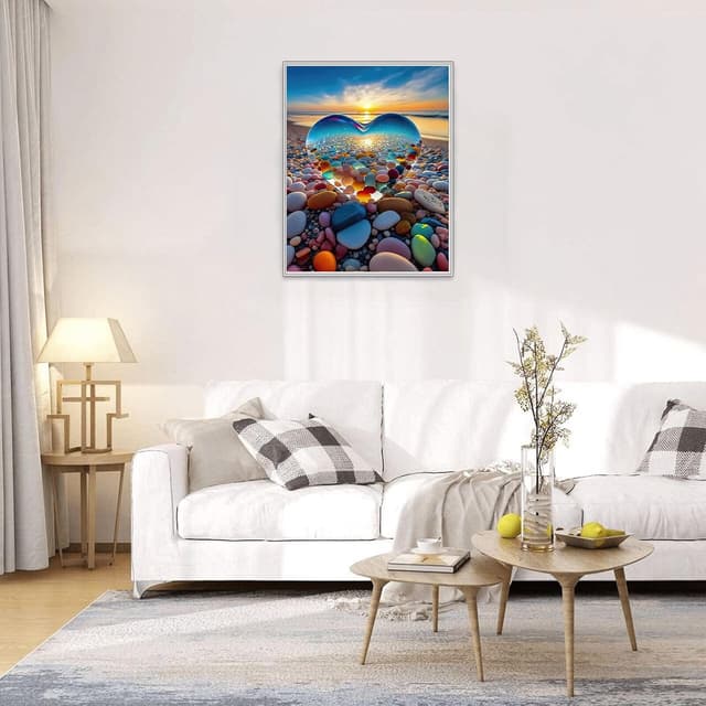 Detalle 2 de Jozutoyz Puzzle 1000 Teile: Herz mit Kieselsteinen & Strandmotiv für Erwachsene