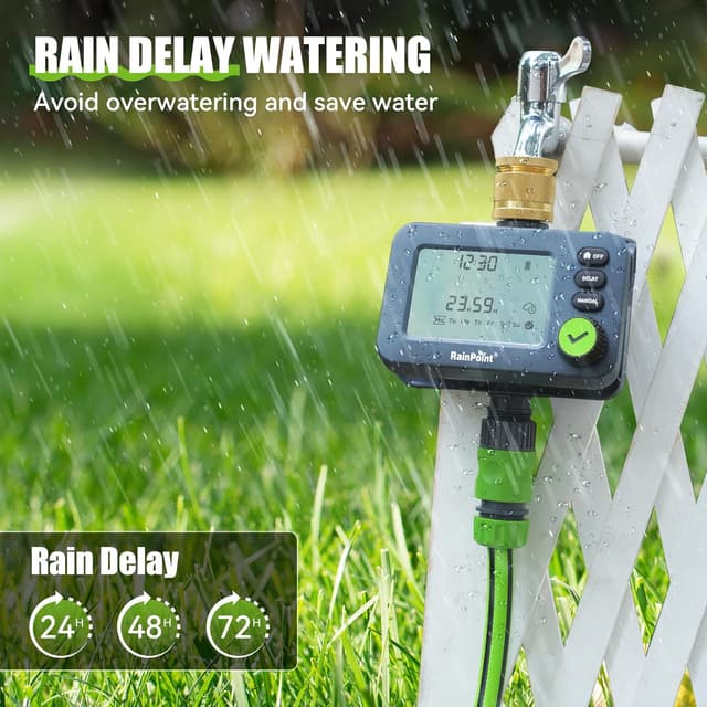 Thumbnail 6 de RAINPOINT centralina irrigazione con ritardo pioggia, timer automatico/manuale e display LCD inclinabile (IP54)