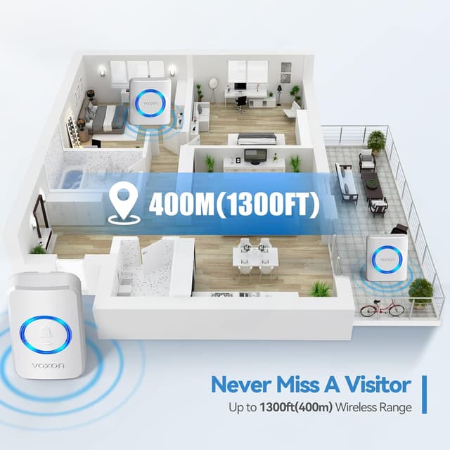Thumbnail 2 de VOXON Wireless Doorbell 2 Receivers
