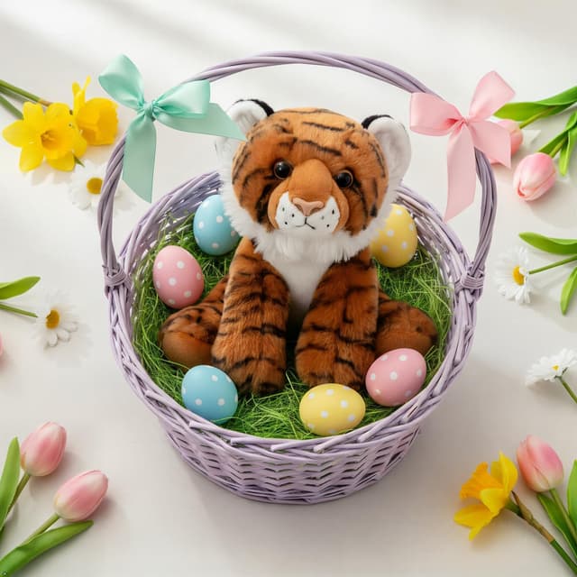 Detalle de The Petting Zoo Tiger Stuffed Animal — 9-Inch Recycled Materials Tiger Plush Toy