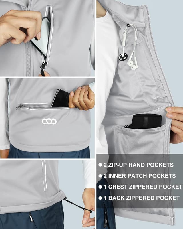 Detalle de 33,000ft Men’s Lightweight Softshell Gilet (Windproof & Water-Resistant) for Cycling, Running, Hiking