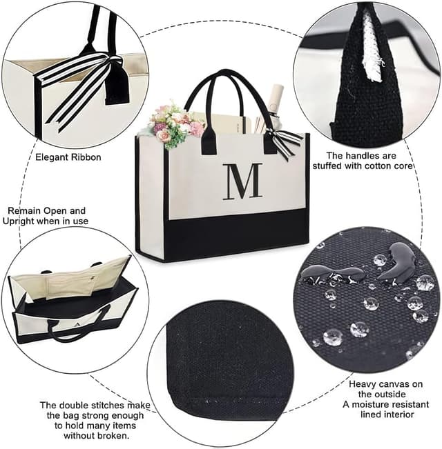 Detalle 1 de Aucuu Borsa Tote a Mano da Donna grande per lavoro e laptop 15,6" in tela con tracolla