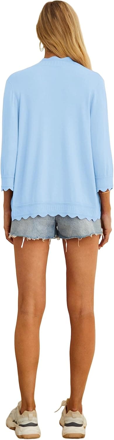 Detalle de GRECERELLE Damen leichte Strickjacke mit V-Ausschnitt – Vintage klassischer Cardigan mit Langarm