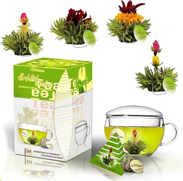 Detalle de Creano Flores de Té 🌸 Set regalo con 8 flores de té verde
