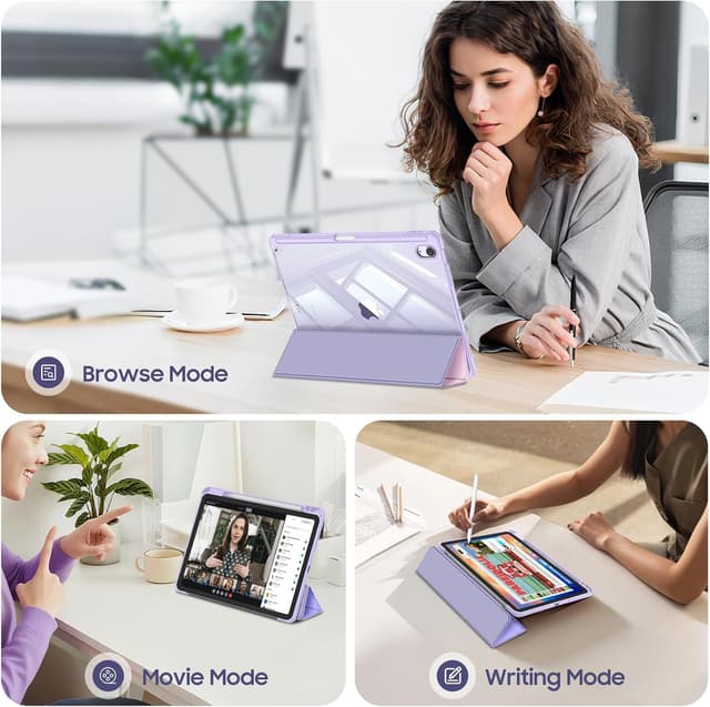 Detalle de Fintie Hybrid Hülle für iPad Air 11 Zoll (M4/M3/M2 & weitere Modelle) mit Stifthalter und transparenter Hartschale