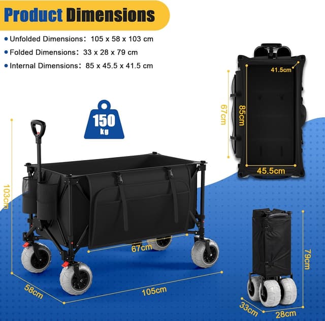 Thumbnail 1 de JUMMICO Carrello Pieghevole Tutto-Terreno 200L