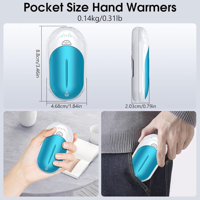 Detalle de OUTJUT 2-Pack Rechargeable Hand Warmers (6000mAh) with 3 Heat Modes, USB