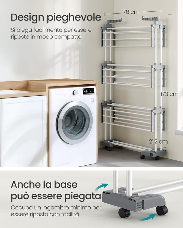 Detalle 2 de SONGMICS LLR703WZ02 stendino pieghevole 4 livelli