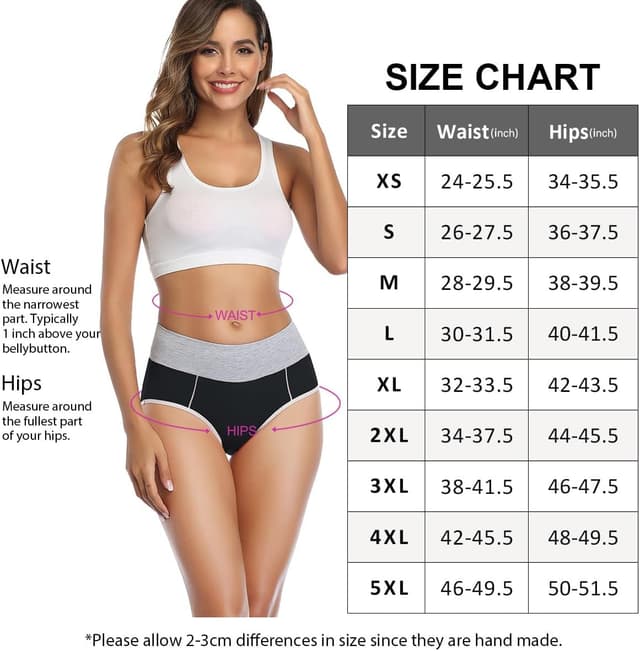 Detalle 1 de wirarpa 5er-Pack Damenslips aus Baumwolle mit Elasthan – Taillenslip mit hoher Taille (Unterhosen Damen)