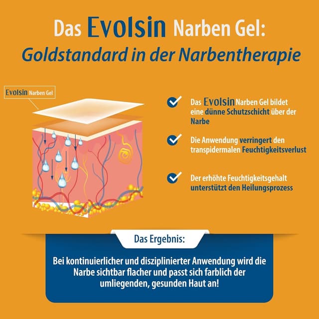 Detalle de Evolsin® Narbengel für Kinder & Erwachsene – Narbensalbe gegen Juckreiz & Gewebespannung (20 g)