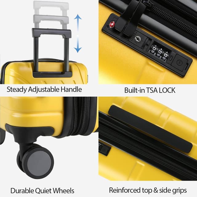 Detalle de VANKEAN 20 inch rolling laptop bag trolley suitcase with wheels (waterproof) – Yellow