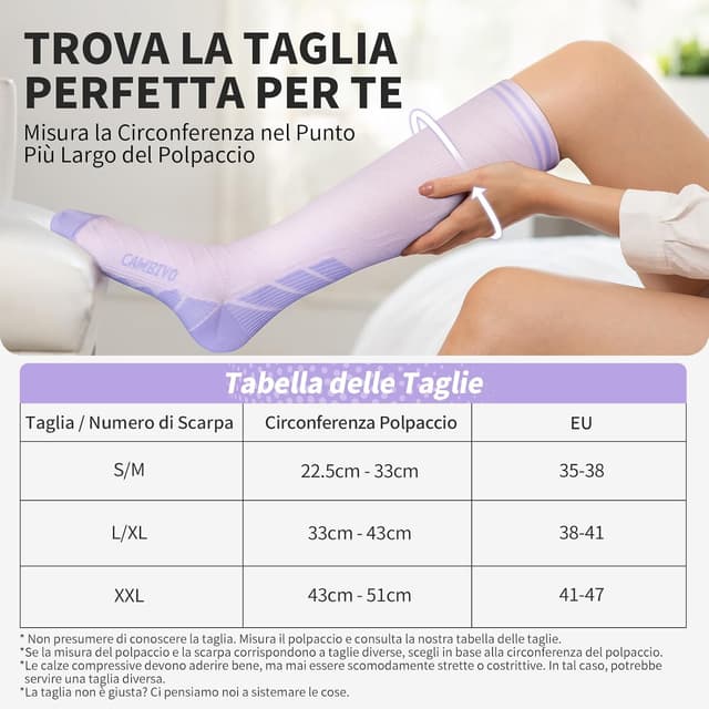 Detalle de CAMBIVO Calze a compressione graduata 20-30 mmHg (3 paia) donna e uomo per viaggi e sport