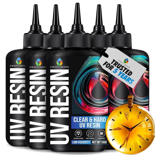 Detalle de Craft Resin UV-Harz klar (harte Variante) – niedrigviskos 500 g Set für DIY, Schmuck und Formen