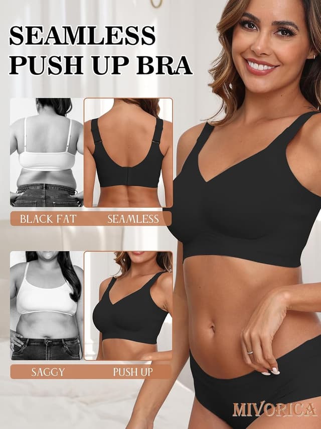 Detalle 2 de Mivorica No Wired Seamless Wireless Full Coverage Support Bra for Women (jelly soft comfort)