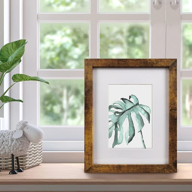 Detalle de SESEAT 8x10 Picture Frame (Brown), Set of 6 for 5x7 With Mat or 8x10 Without Mat