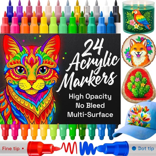 Imagen de ARTISTRO 24 Acrylic Paint Markers 2‑Tip 🎨 en OfertitasTOP