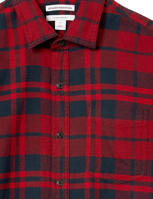Detalle 1 de Mens Slim-Fit Flannel Plaid Shirt